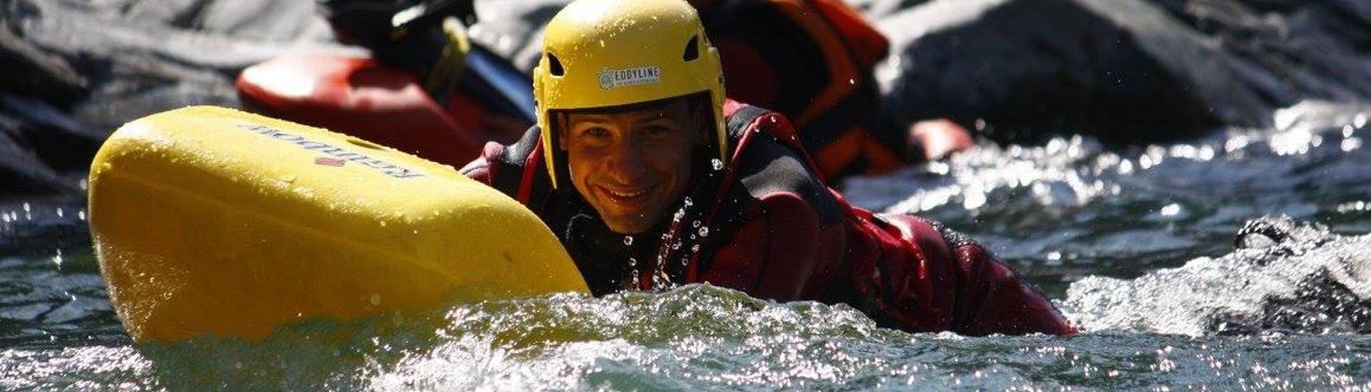 A young man is glad to participate to the Classic Hydrospeed on the Sesia River with Eddyline - The River Experience Valsesia.