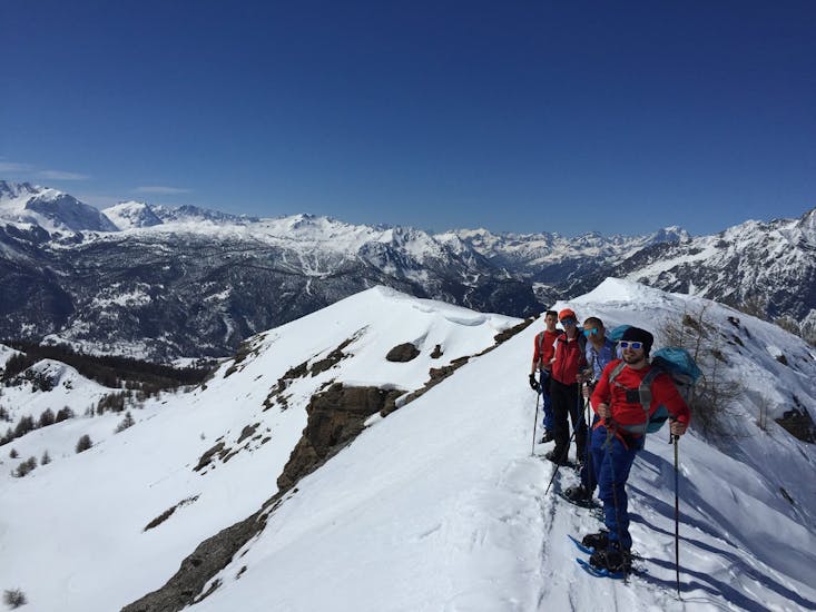 Participants in Sestriere during one of the Private Snowshoeing.