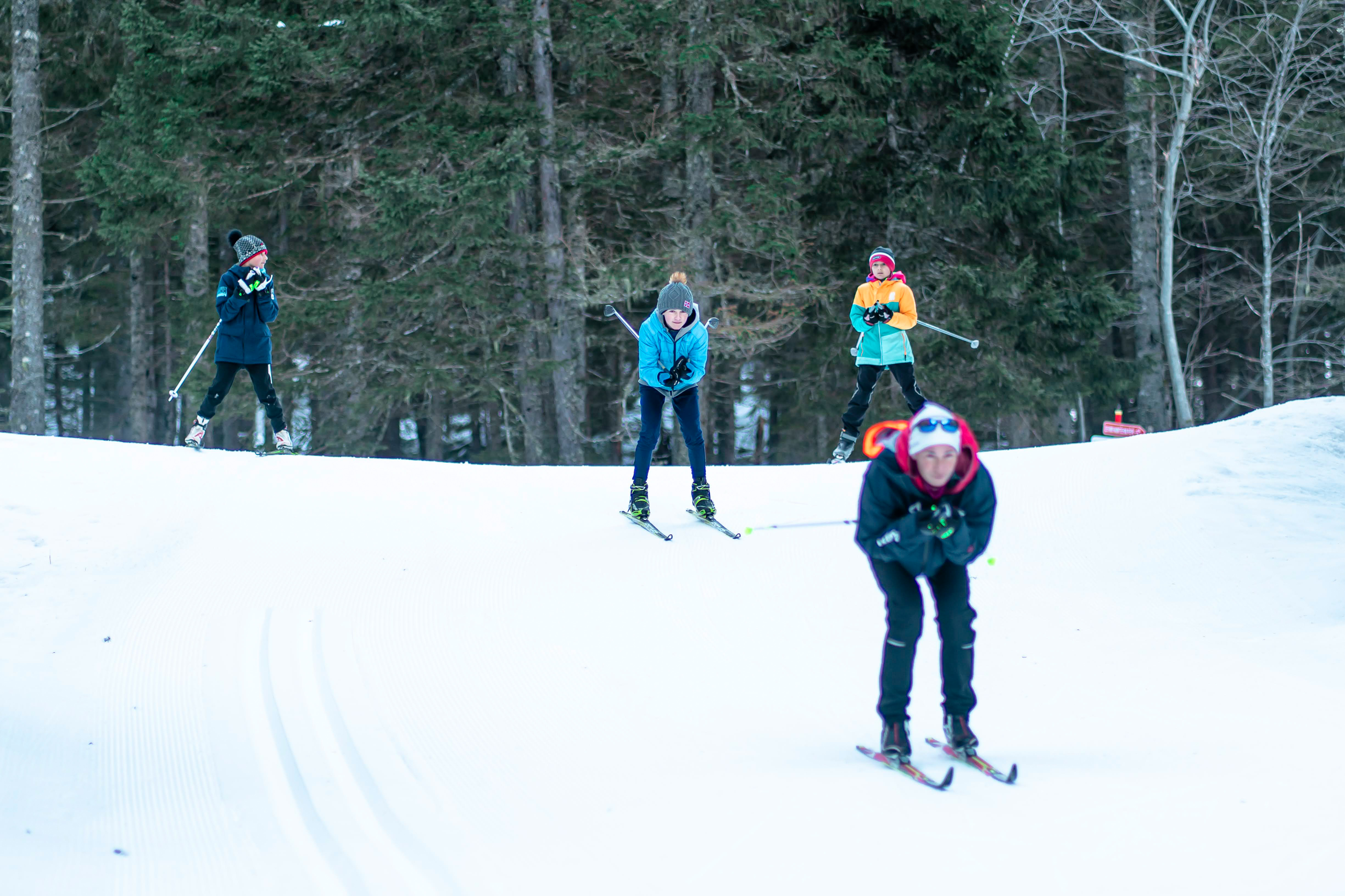 People going fast on a Private Cross Country Skiing Lessons for All Levels in Chamonix.