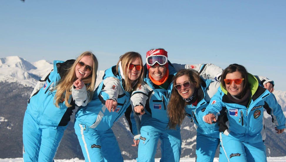 A group of instructors during the Teen Ski Lessons (14-18 y.) for All Levels with Kronschool Valdaora.