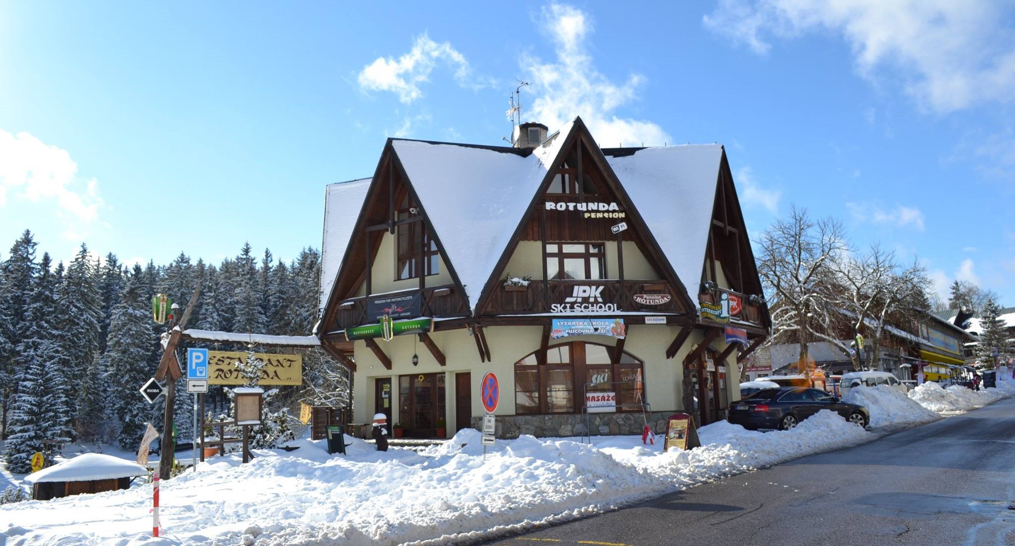 The outside of Ski Rental JPK Rotunda Harrachov.