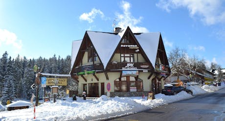 The outside of Ski Rental JPK Rotunda Harrachov.