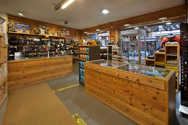 View of the inside of the Besson Sport Ski Rental San Sicario shop.
